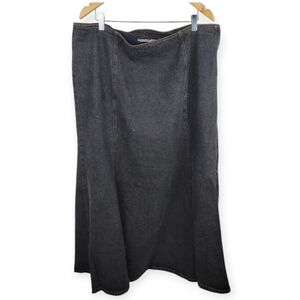 Newport news Maxi Vintage Denim Skirt Plus Size 20 W black grey acid wash
